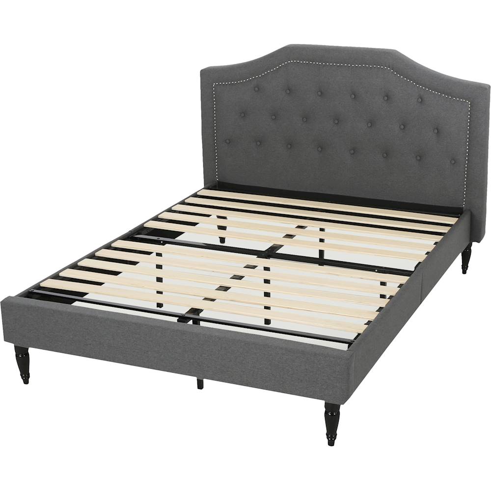 Left View: Noble House - Whately Industrial 63.5" Queen Size Iron Bed Frame - Black