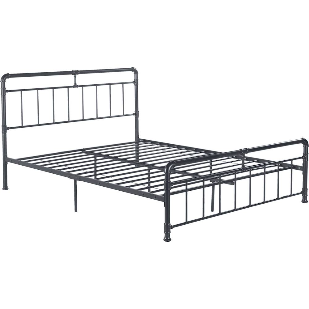 Angle View: Noble House - Whately Industrial 63.5" Queen Size Iron Bed Frame - Charcoal Gray