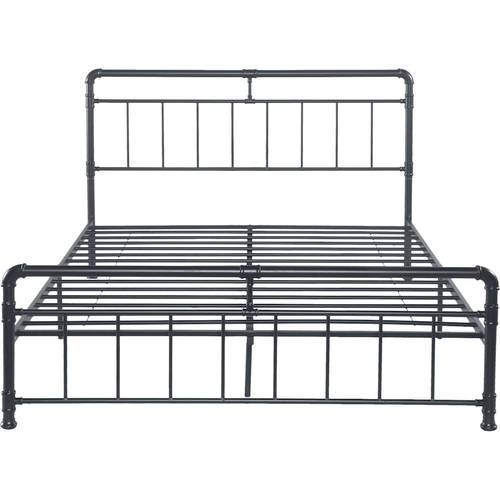 Noble House - Whately Industrial 63.5" Queen Size Iron Bed Frame - Charcoal Gray