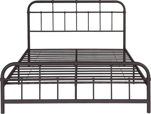 Noble House - Sodus Industrial 63.8" Queen Size Iron Bed Frame - Charcoal Gray