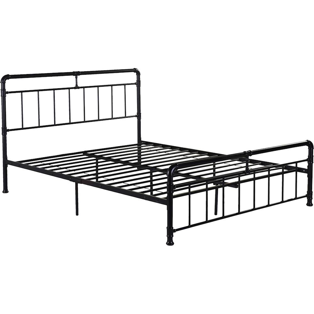Angle View: Noble House - Hawley Fully Upholstered Fabric 66" Queen Size Bed Frame - Dark Gray