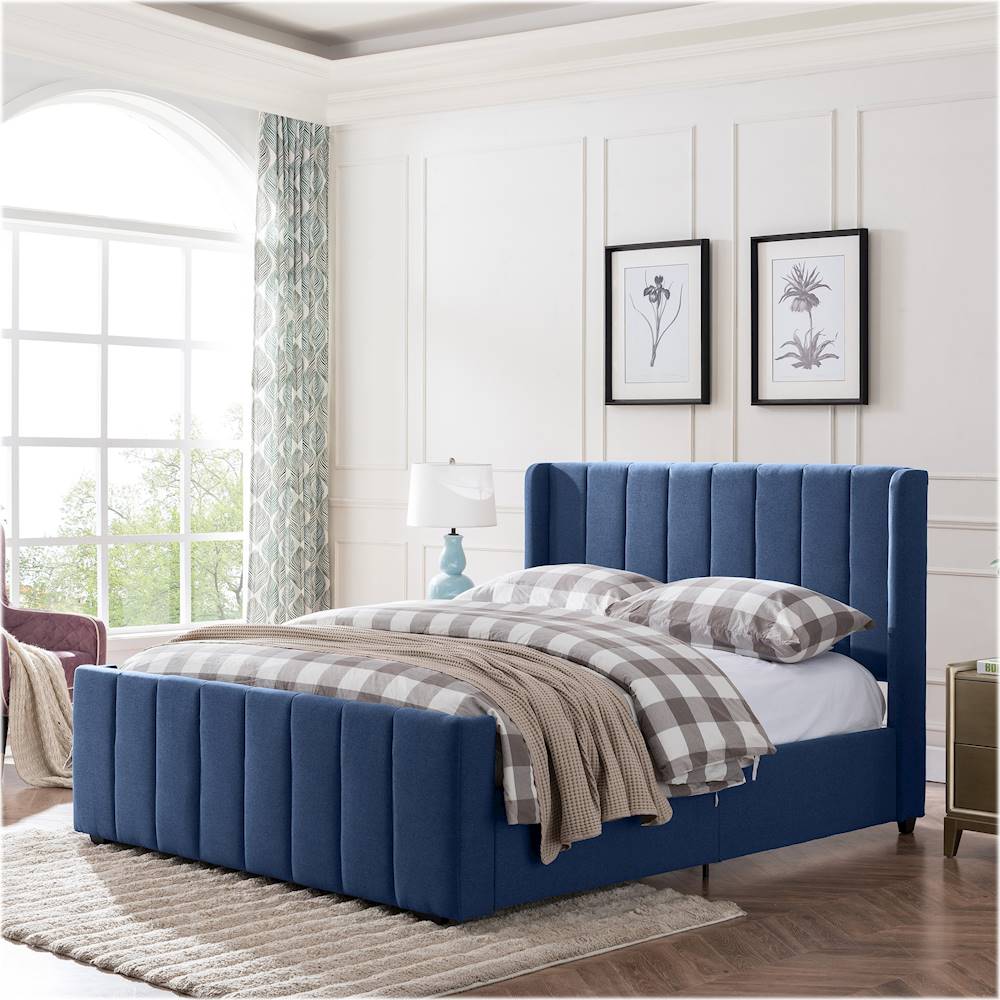 Noble House Mikana Fully Upholstered Fabric 65" Queen Size Platform Bed