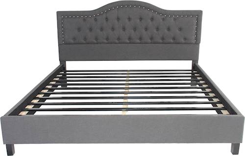 Noble House - Otis Fully Upholstered King Size Bed Frame - Dark Gray