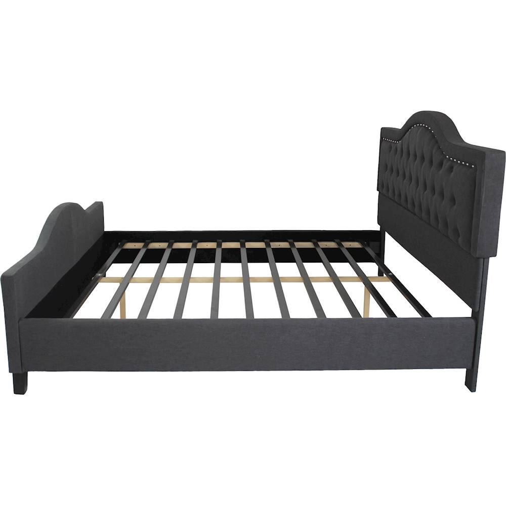 Best Buy Noble House Hawley Fully Upholstered Fabric 81.5" King Size Bed Frame Dark Gray 305780