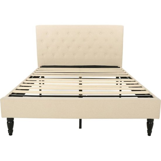 Noble House Tarrytown Fully Upholstered, Upholstered Queen Size Platform Bed With Cushioned Headboard