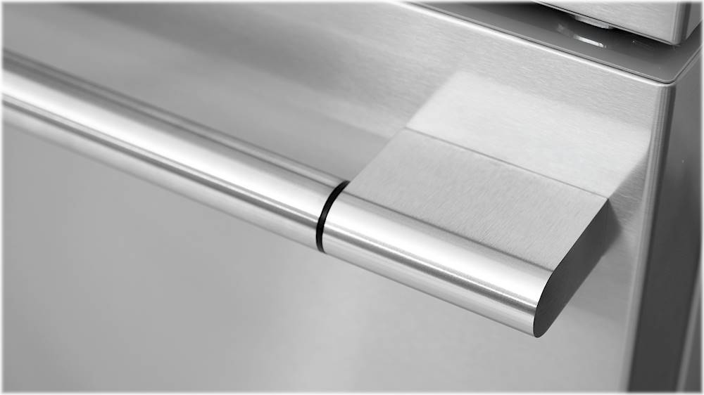 Left View: Heritage Series Handle Kit for Select Bertazzoni 30" Built-In Refrigerators - Polished Stainless Steel