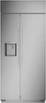 Front. Monogram - 20.4 Cu. Ft. Side-by-Side Built-In Refrigerator with Dispenser - Stainless Steel.