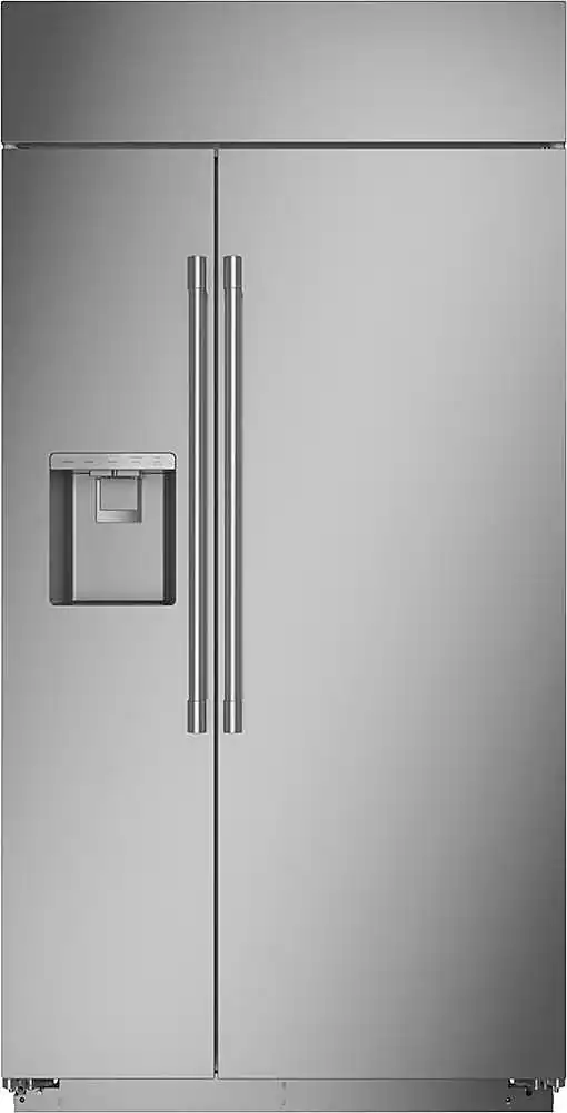 Front. Monogram - 24.6 Cu. Ft. Side-by-Side Built-In Refrigerator with Dispenser - Stainless Steel.