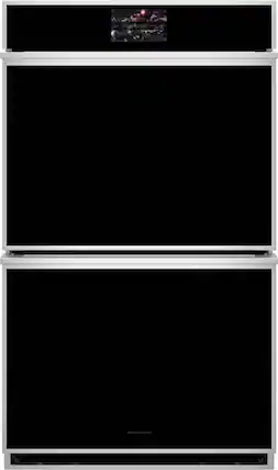 Front. Monogram - 30" Built-In Double Electric Convection Wall Oven - Stainless Steel.