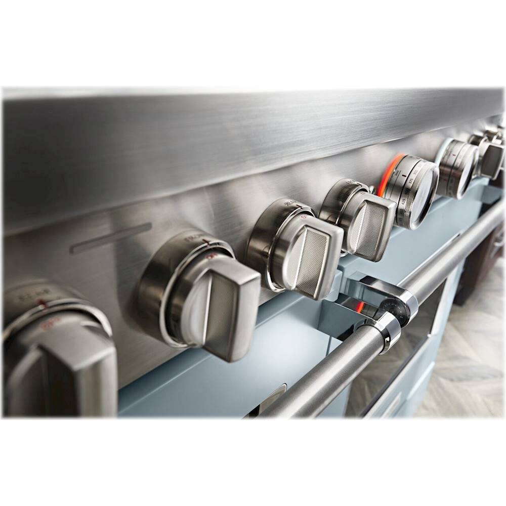 Alt View 15. KitchenAid - 6.3 Cu. Ft. Freestanding Double Oven Gas True Convection Range with Self-Cleaning and Griddle - Misty Blue.