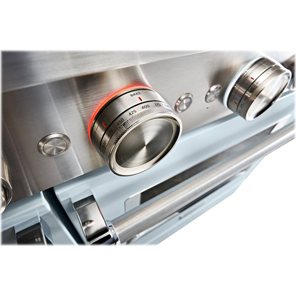 Alt View 16. KitchenAid - 6.3 Cu. Ft. Freestanding Double Oven Gas True Convection Range with Self-Cleaning and Griddle - Misty Blue.