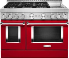 KitchenAid - 6.3 Cu. Ft. Freestanding Double Oven Gas True Convection Range with Self-Cleaning and Griddle - Passion Red - Front_Zoom
