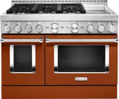 KitchenAid - 6.3 Cu. Ft. Freestanding Double Oven Gas True Convection Range with Self-Cleaning and Griddle - Scorched Orange - Front_Zoom