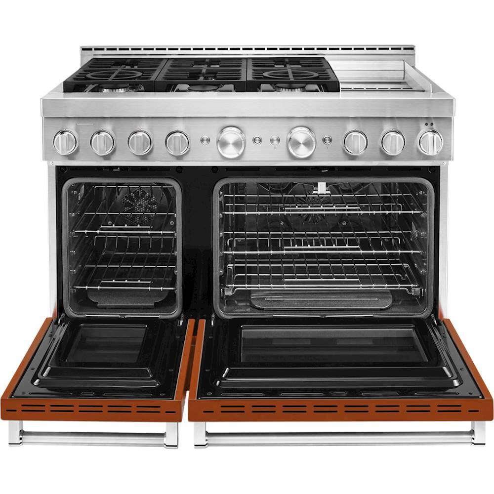 Alt View 13. KitchenAid - 6.3 Cu. Ft. Freestanding Double Oven Gas True Convection Range with Self-Cleaning and Griddle - Scorched Orange.