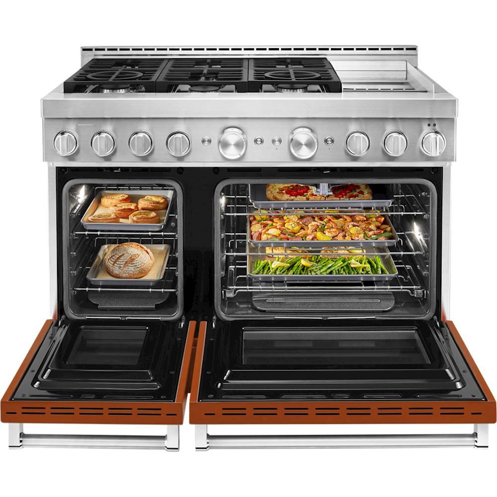 Alt View 14. KitchenAid - 6.3 Cu. Ft. Freestanding Double Oven Gas True Convection Range with Self-Cleaning and Griddle - Scorched Orange.