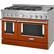 Left. KitchenAid - 6.3 Cu. Ft. Freestanding Double Oven Gas True Convection Range with Self-Cleaning and Griddle - Scorched Orange.