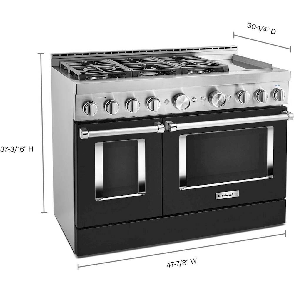 Alt View 11. KitchenAid - 6.3 Cu. Ft. Freestanding Double Oven Gas True Convection Range with Self-Cleaning and Griddle - Imperial Black.
