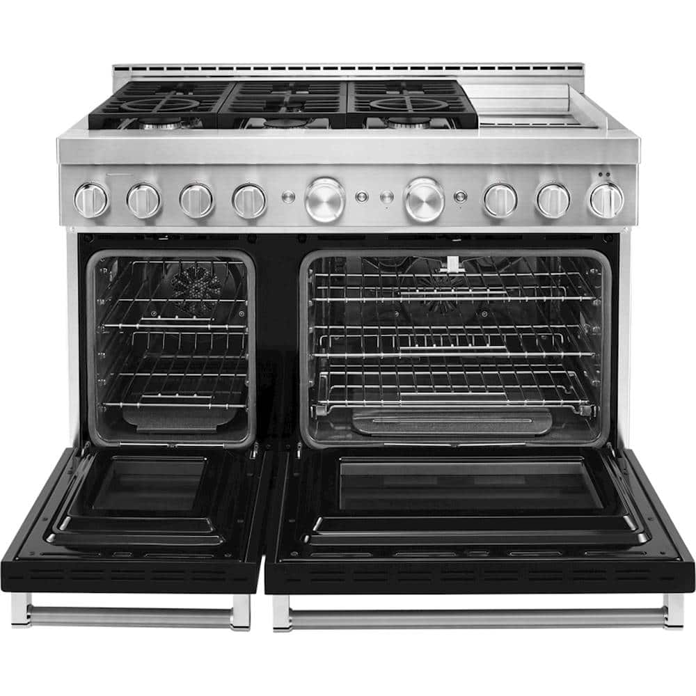 Alt View 13. KitchenAid - 6.3 Cu. Ft. Freestanding Double Oven Gas True Convection Range with Self-Cleaning and Griddle - Imperial Black.