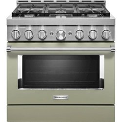KitchenAid - Commercial-Style 5.1 Cu. Ft. Slide-In Gas True Convection Range with Self-Cleaning - Avocado Cream - Front_Zoom