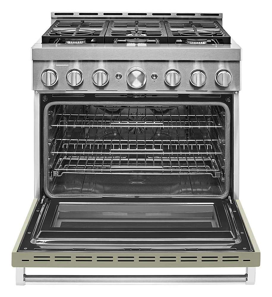 Alt View 15. KitchenAid - Commercial-Style 5.1 Cu. Ft. Slide-In Gas True Convection Range with Self-Cleaning - Avocado Cream.