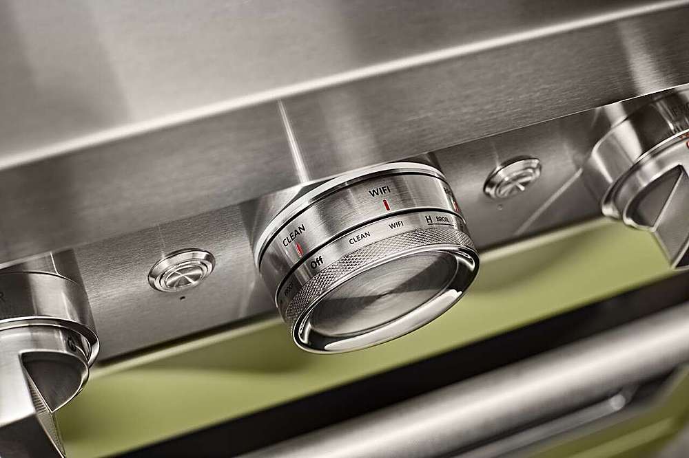 Alt View 18. KitchenAid - Commercial-Style 5.1 Cu. Ft. Slide-In Gas True Convection Range with Self-Cleaning - Avocado Cream.