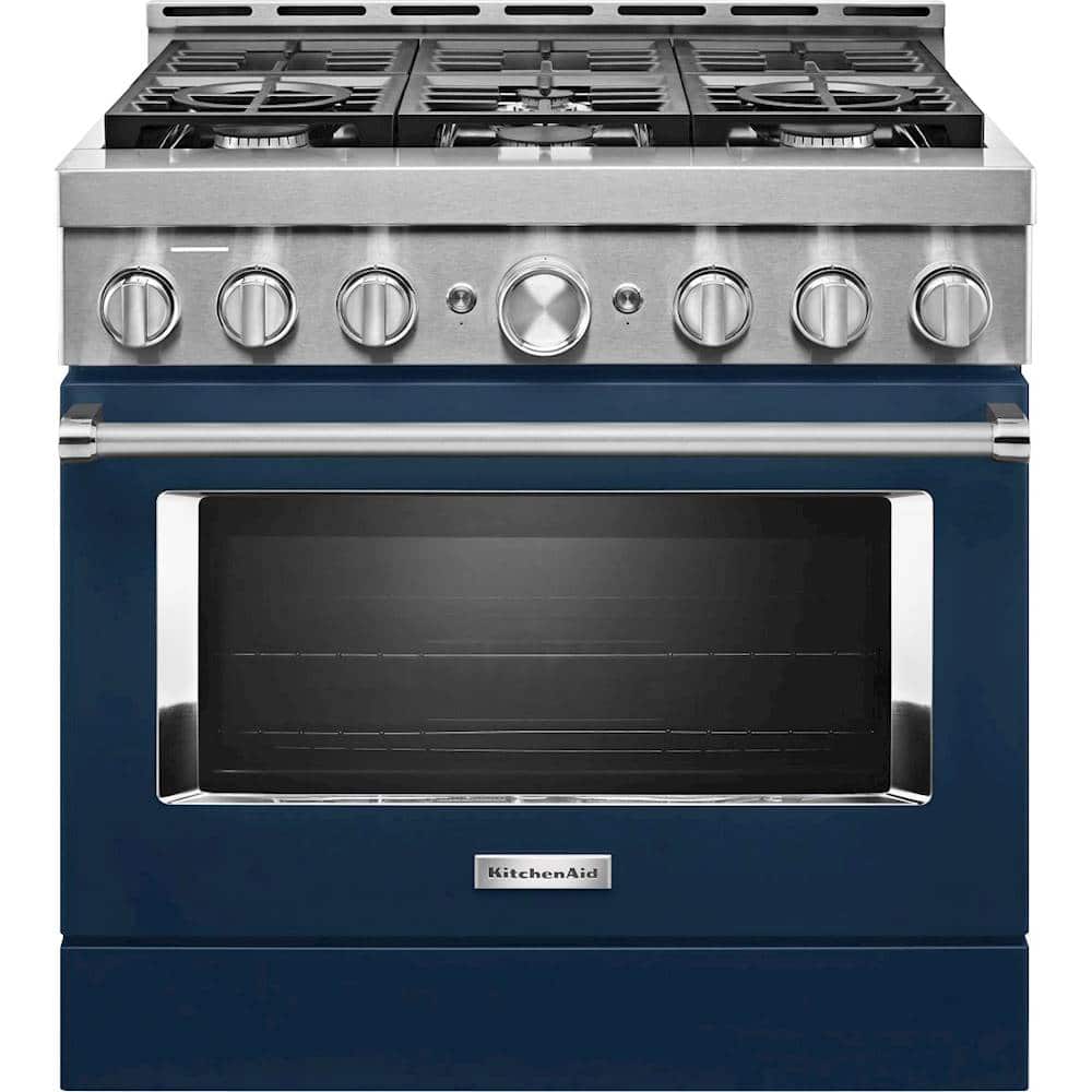 KitchenAid - Commercial-Style 5.1 Cu. Ft. Slide-In Gas True Convection Range with Self-Cleaning - Ink Blue - Front_Zoom