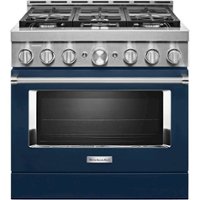 KitchenAid - Commercial-Style 5.1 Cu. Ft. Slide-In Gas True Convection Range with Self-Cleaning - Ink Blue - Front_Zoom