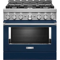 KitchenAid - Commercial-Style 5.1 Cu. Ft. Slide-In Gas True Convection Range with Self-Cleaning - Ink Blue - Front_Zoom