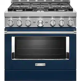 KitchenAid - Commercial-Style 5.1 Cu. Ft. Slide-In Gas True Convection Range with Self-Cleaning - Ink Blue