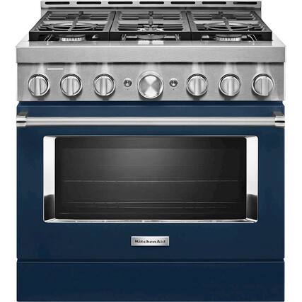 Front. KitchenAid - Commercial-Style 5.1 Cu. Ft. Slide-In Gas True Convection Range with Self-Cleaning - Ink Blue.