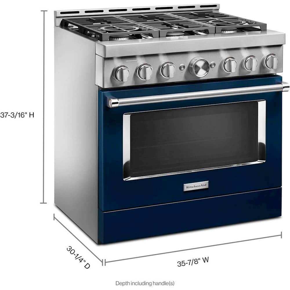Alt View 12. KitchenAid - Commercial-Style 5.1 Cu. Ft. Slide-In Gas True Convection Range with Self-Cleaning - Ink Blue.
