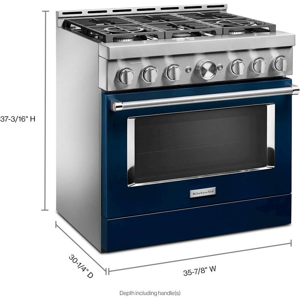 Alt View 12. KitchenAid - Commercial-Style 5.1 Cu. Ft. Slide-In Gas True Convection Range with Self-Cleaning - Ink Blue.