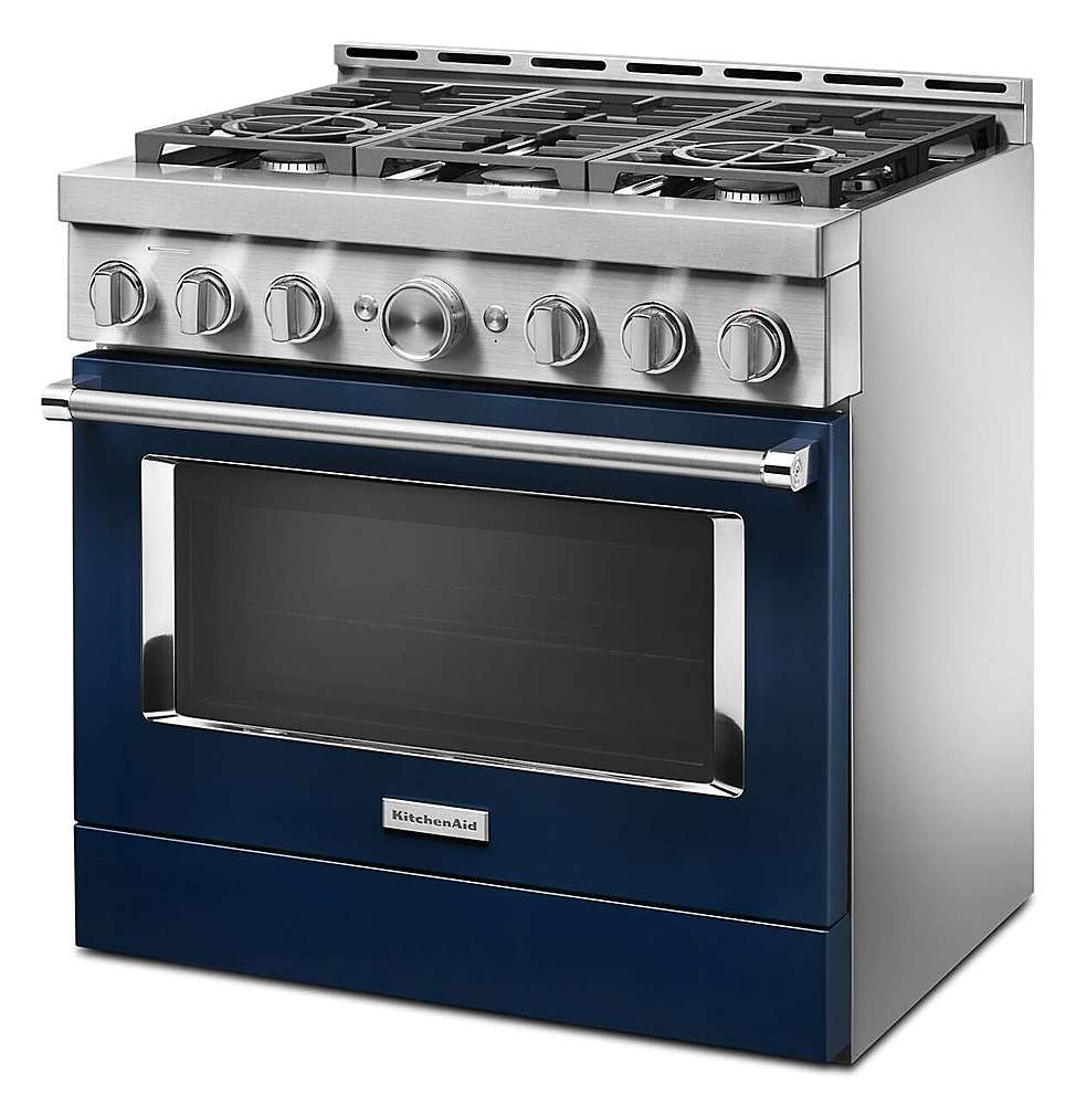 Alt View 13. KitchenAid - Commercial-Style 5.1 Cu. Ft. Slide-In Gas True Convection Range with Self-Cleaning - Ink Blue.
