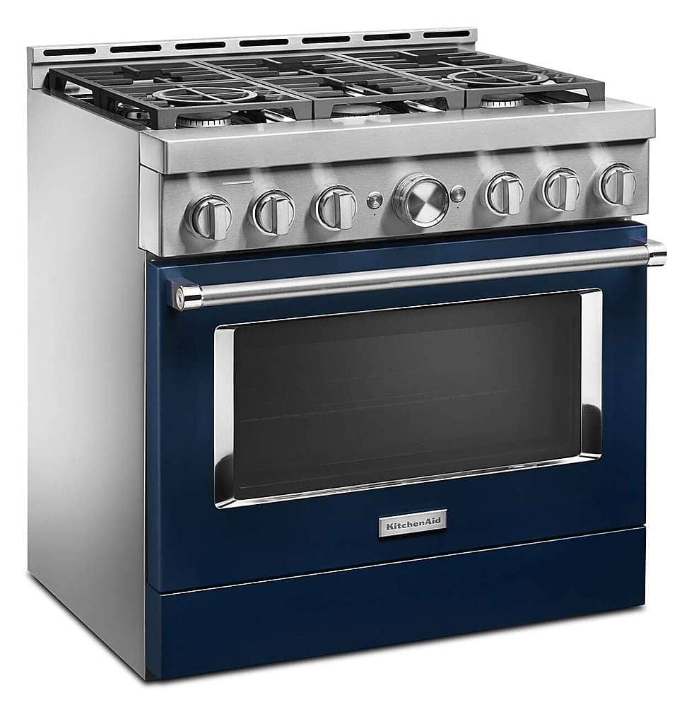 Alt View 14. KitchenAid - Commercial-Style 5.1 Cu. Ft. Slide-In Gas True Convection Range with Self-Cleaning - Ink Blue.