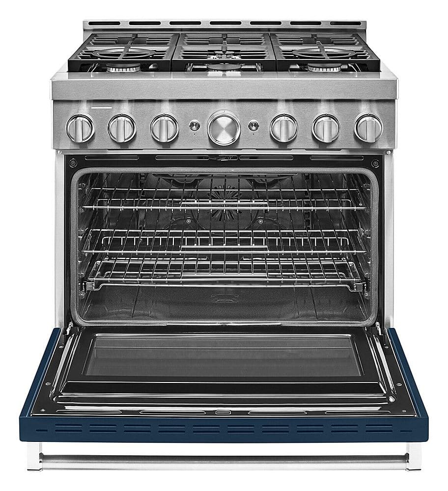 Alt View 15. KitchenAid - Commercial-Style 5.1 Cu. Ft. Slide-In Gas True Convection Range with Self-Cleaning - Ink Blue.
