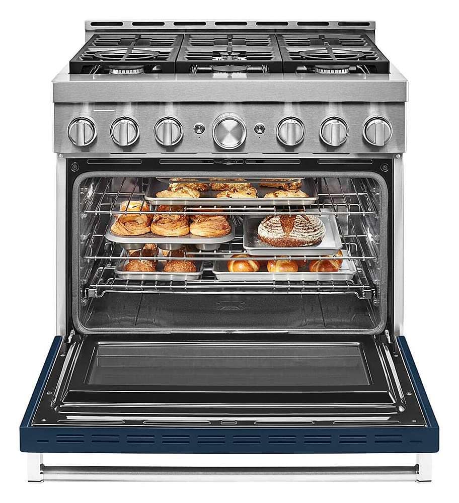 Alt View 16. KitchenAid - Commercial-Style 5.1 Cu. Ft. Slide-In Gas True Convection Range with Self-Cleaning - Ink Blue.