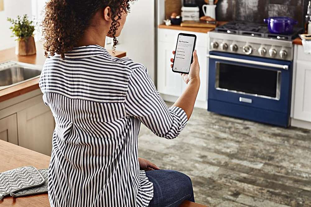 Alt View 21. KitchenAid - Commercial-Style 5.1 Cu. Ft. Slide-In Gas True Convection Range with Self-Cleaning - Ink Blue.