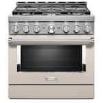 KitchenAid - Commercial-Style 5.1 Cu. Ft. Slide-In Gas True Convection Range with Self-Cleaning - Milkshake - Front_Standard