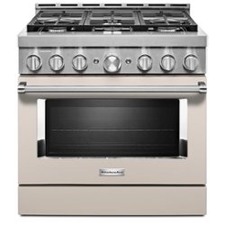 KitchenAid - Commercial-Style 5.1 Cu. Ft. Slide-In Gas True Convection Range with Self-Cleaning - Milkshake - Front_Zoom