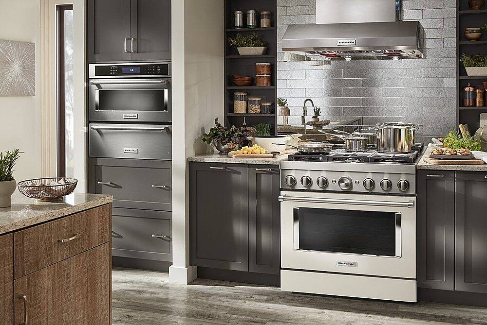 Alt View 26. KitchenAid - Commercial-Style 5.1 Cu. Ft. Slide-In Gas True Convection Range with Self-Cleaning - Milkshake.