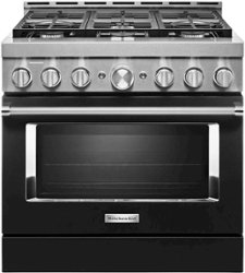 KitchenAid - Commercial-Style 5.1 Cu. Ft. Slide-In Gas True Convection Range with Self-Cleaning - Imperial Black - Front_Zoom