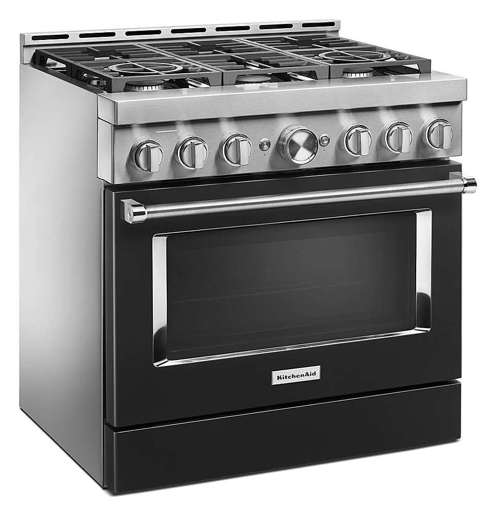 Alt View 13. KitchenAid - Commercial-Style 5.1 Cu. Ft. Slide-In Gas True Convection Range with Self-Cleaning - Imperial Black.
