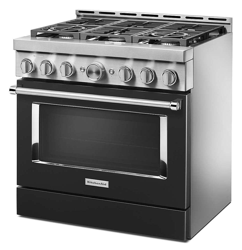 Alt View 14. KitchenAid - Commercial-Style 5.1 Cu. Ft. Slide-In Gas True Convection Range with Self-Cleaning - Imperial Black.