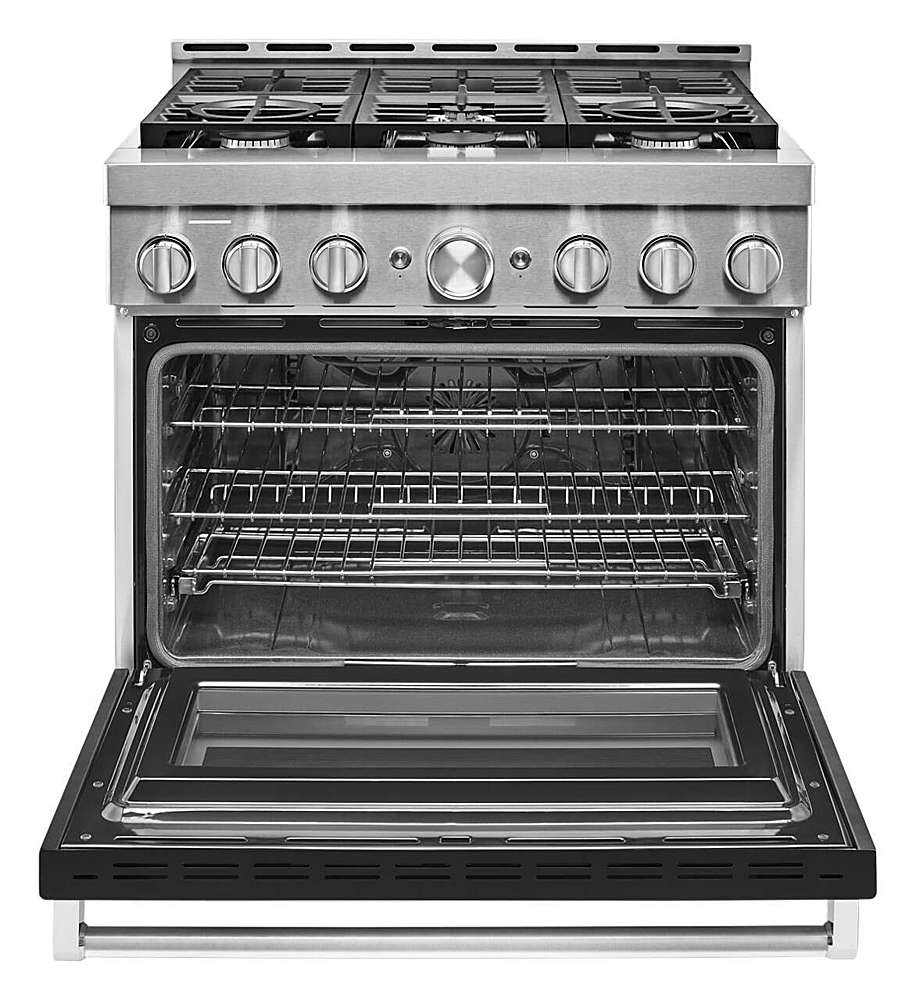 Alt View 15. KitchenAid - Commercial-Style 5.1 Cu. Ft. Slide-In Gas True Convection Range with Self-Cleaning - Imperial Black.