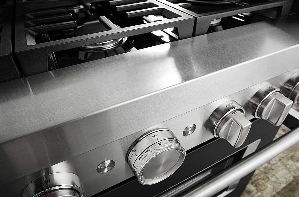 Alt View 17. KitchenAid - Commercial-Style 5.1 Cu. Ft. Slide-In Gas True Convection Range with Self-Cleaning - Imperial Black.