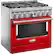 Angle. KitchenAid - Commercial-Style 5.1 Cu. Ft. Slide-In Gas True Convection Range with Self-Cleaning - Passion Red.