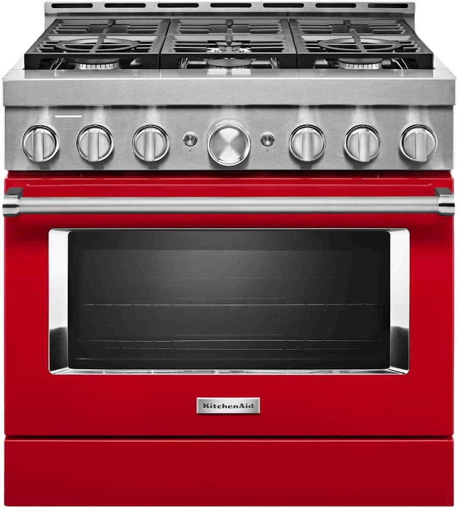 KitchenAid - Commercial-Style 5.1 Cu. Ft. Slide-In Gas True Convection Range with Self-Cleaning - Passion Red - Front_Zoom