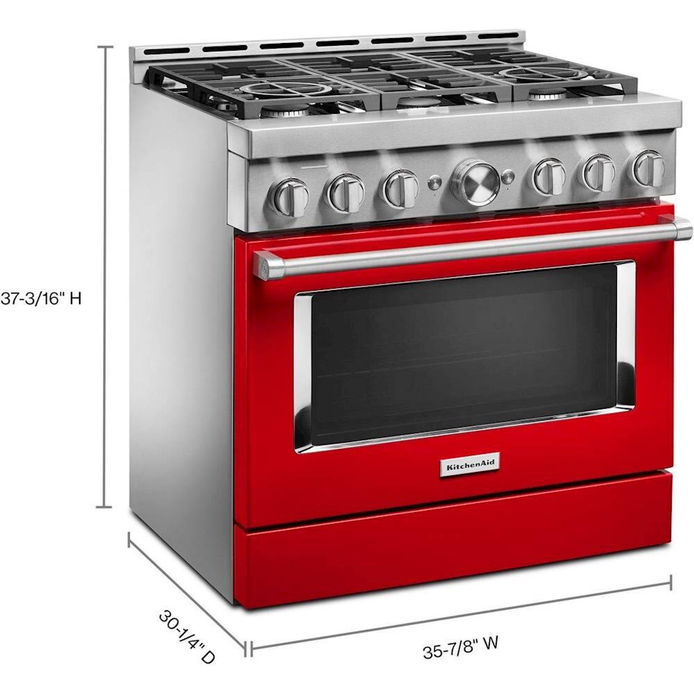 Alt View 11. KitchenAid - Commercial-Style 5.1 Cu. Ft. Slide-In Gas True Convection Range with Self-Cleaning - Passion Red.