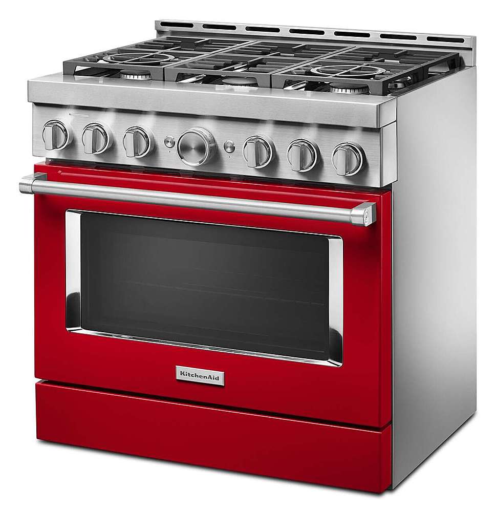 Alt View 13. KitchenAid - Commercial-Style 5.1 Cu. Ft. Slide-In Gas True Convection Range with Self-Cleaning - Passion Red.