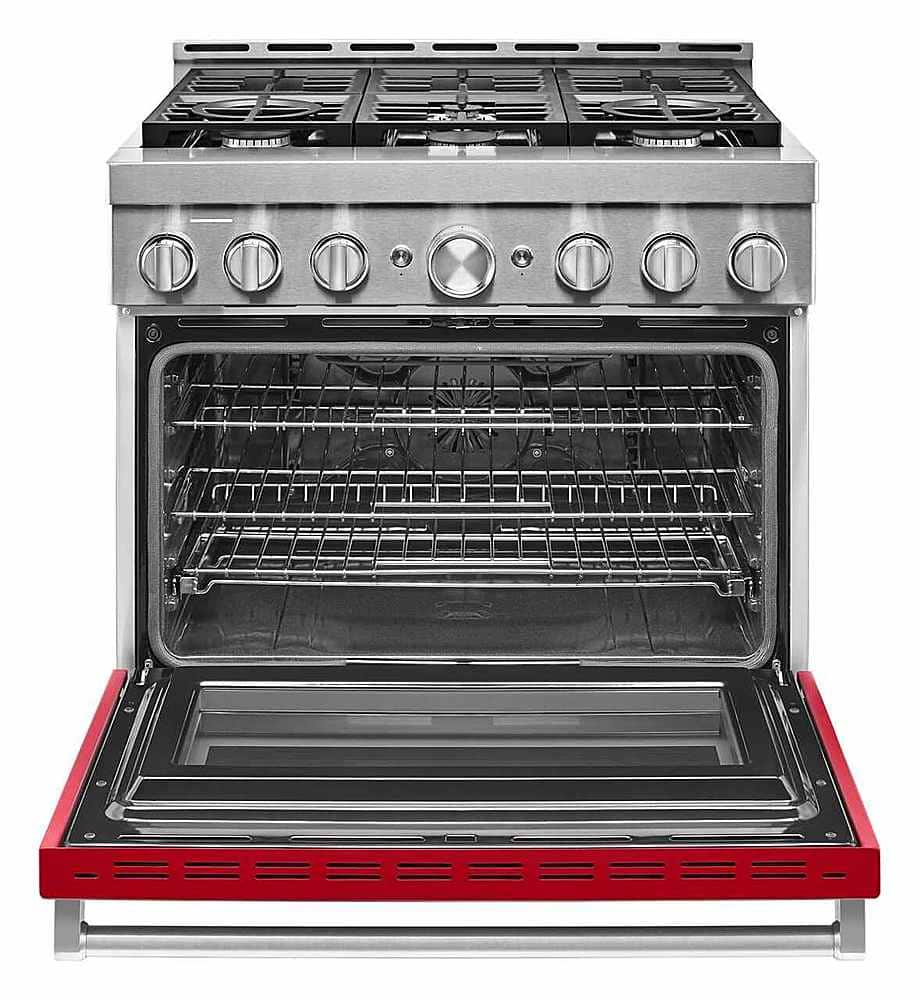 Alt View 14. KitchenAid - Commercial-Style 5.1 Cu. Ft. Slide-In Gas True Convection Range with Self-Cleaning - Passion Red.